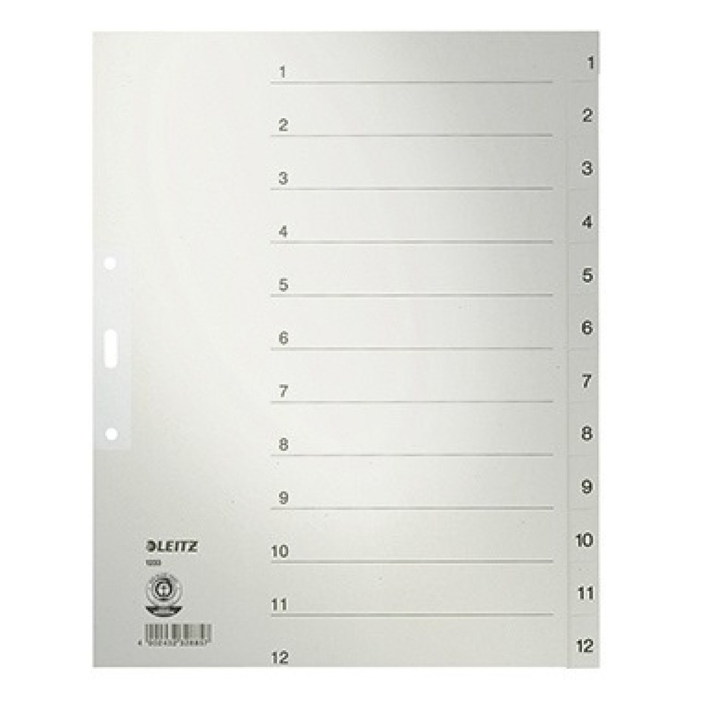 Produktabbildung: Leitz Register 12330085 DIN A4 1-12 volle Höhe Papier grau