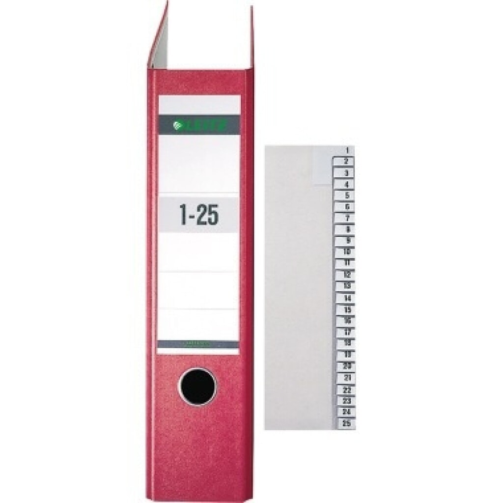Leitz Registerserie 13810085 1-25 DIN A4 21,2x24cm 25Bl. Papier grau Produktabbildung: Leitz Registerserie 13810085 1-25 DIN A4 21,2x24cm 25Bl. Papier grau