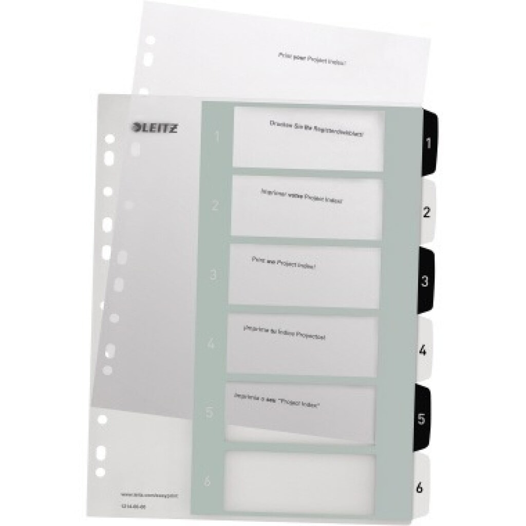Leitz Register 12140000 DIN A4 1-6 schwarz Produktabbildung: Leitz Register 12140000 DIN A4 1-6 schwarz