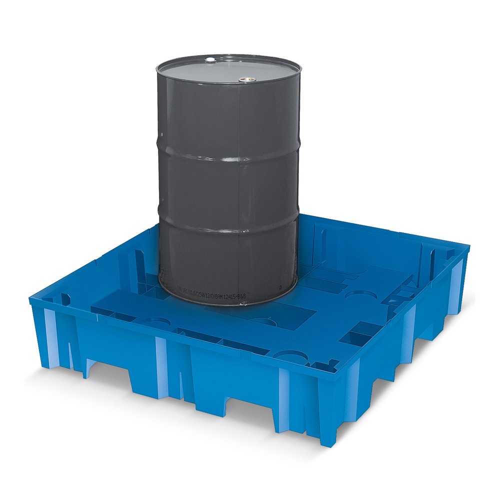 Product afbeelding: asecos® lekbak van PE met vorkkokers, 1x 200 l, hxbxd 275 x 1.235 x 1.235 mm, zonder rooster