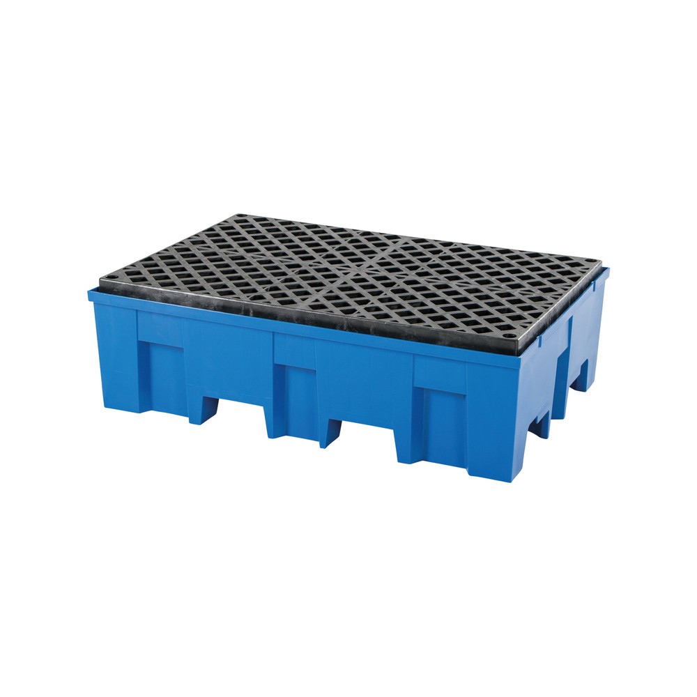 Product afbeelding: asecos® lekbak van PE met vorkkokers, 2x 200 l, hxbxd 350 x 865 x 1.245 mm, rooster van PE