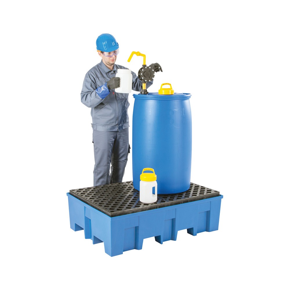 Productafbeelding nr. 2: asecos® lekbak van PE met vorkkokers, 2x 200 l, hxbxd 350 x 865 x 1.245 mm, rooster van PE