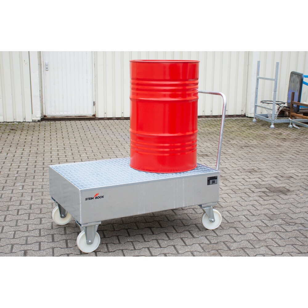 Productafbeelding nr. 3: Steinbock® lekbak van staal voor 200-liter-vaten, verrijdbaar, thermisch verzinkt