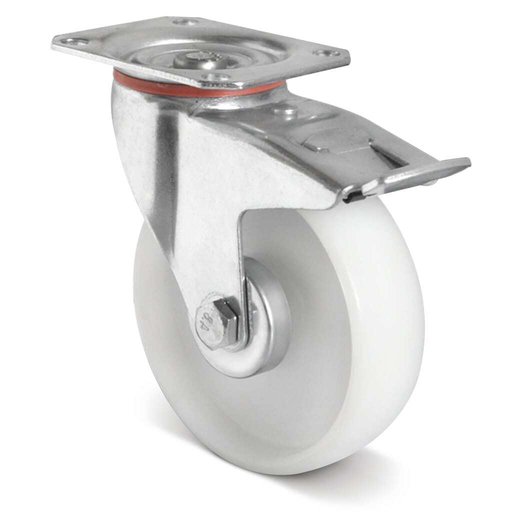 Produktabbildung: Lenkrolle PP Basic, inkl. Feststeller, spurlos, Ø x Breite 80 x 34 mm, TK 80 kg