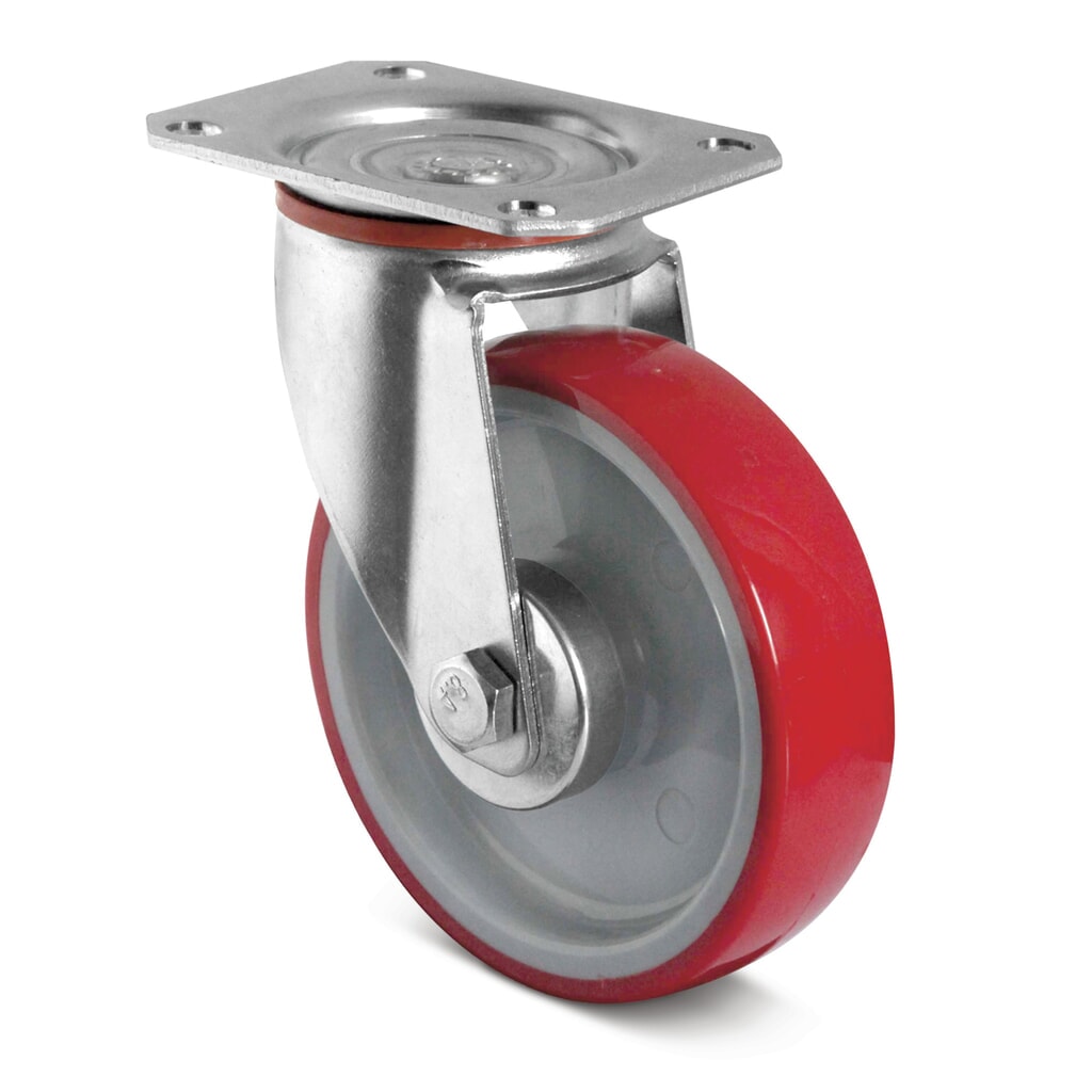 Produktabbildung: Lenkrolle PU Basic, spurlos, Ø x Breite 100 x 32 mm, TK 150 kg