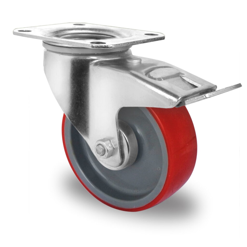 Lenkrolle PU Basic, inkl. Feststeller, Ø x Breite 100 x 32 mm, TK 150 kg Produktabbildung: Lenkrolle PU Basic, inkl. Feststeller, Ø x Breite 100 x 32 mm, TK 150 kg