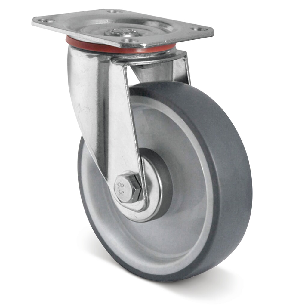 Lenkrolle TPE Basic, spurlos, Ø x Breite 100 x 32 mm, TK 100 kg Produktabbildung: Lenkrolle TPE Basic, spurlos, Ø x Breite 100 x 32 mm, TK 100 kg
