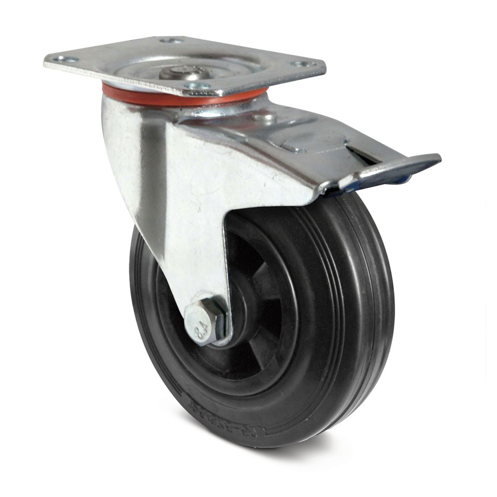 Produktabbildung: Lenkrolle Vollgummi, PP-Felge, inkl. Feststeller, Ø x Breite 80 x 35 mm, TK 70 kg