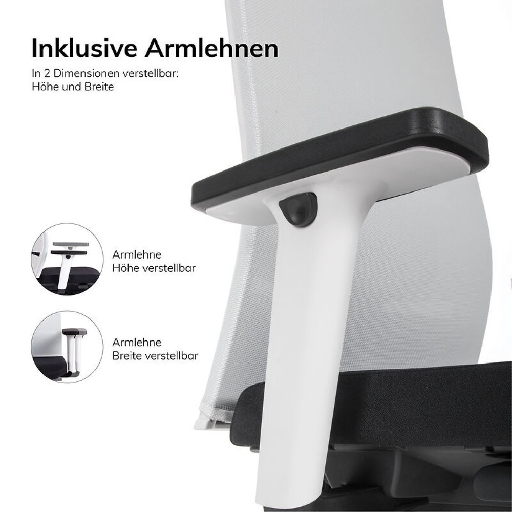 Produktabbildung Nr. 3: lento agilis matrix MT13 Bürostuhl, 100% Polyester, schwarzer Sitz, weiße Rückenlehne, Kunststoff-Fußkreuz