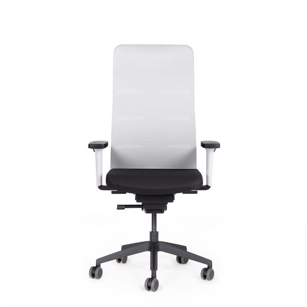 Produktabbildung Nr. 1: lento agilis matrix MT13 Bürostuhl, 100% Polyester, schwarzer Sitz, weiße Rückenlehne, Kunststoff-Fußkreuz