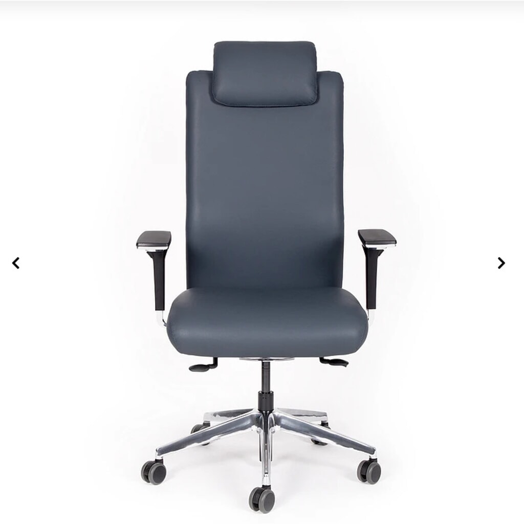 Produktabbildung: lento agilis XL AG13 Bürostuhl, 100% Echtleder, dunkelblau, mit Kopfstütze