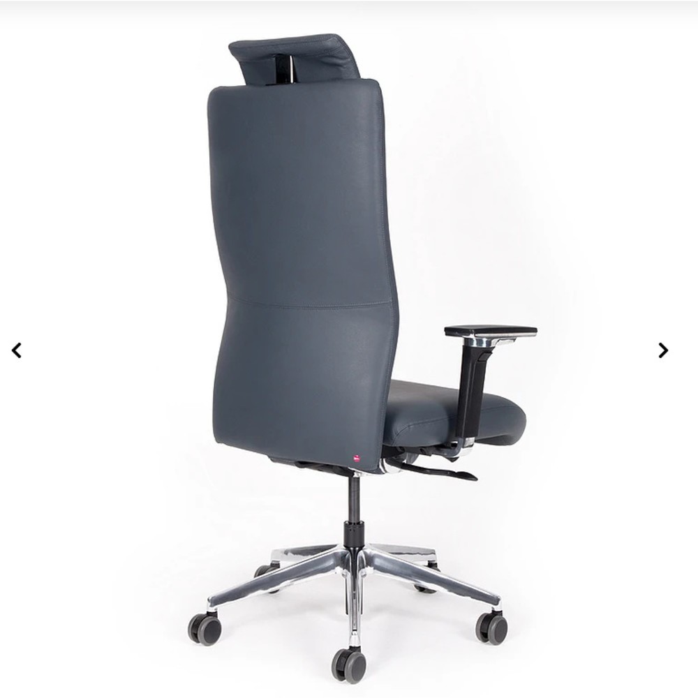 Produktabbildung Nr. 3: lento agilis XL AG13 Bürostuhl, 100% Echtleder, dunkelblau, mit Kopfstütze