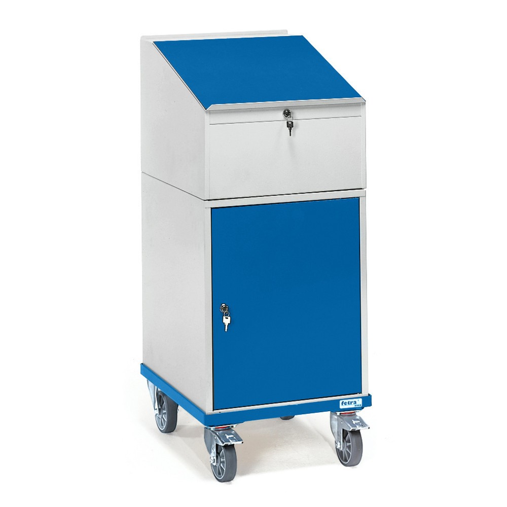 Product afbeelding: fetra® rollende lessenaar, verrijdbaar, met vouwdeurkast, BxD 550 x 650 mm