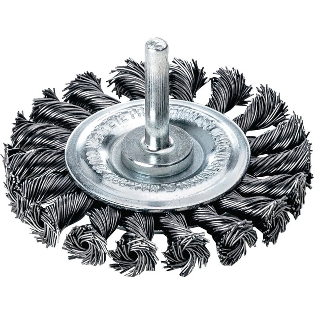 LESSMANN Rundbürste, Durchmesser 75 mm Schaft 6 mm Drahtstärke 0,5 mm, Stahl 12 mm Produktabbildung: LESSMANN Rundbürste, Durchmesser 75 mm Schaft 6 mm Drahtstärke 0,5 mm, Stahl 12 mm