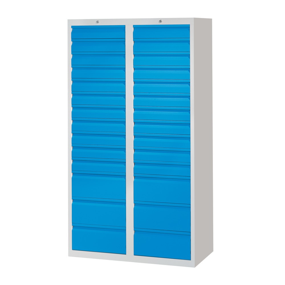 Product afbeelding: Lichte ladekast PAVOY, glijgeleiding, laden 22x100 + 6x200 mm, breedte 1.000 mm, gentiaanblauw, lichtgrijs