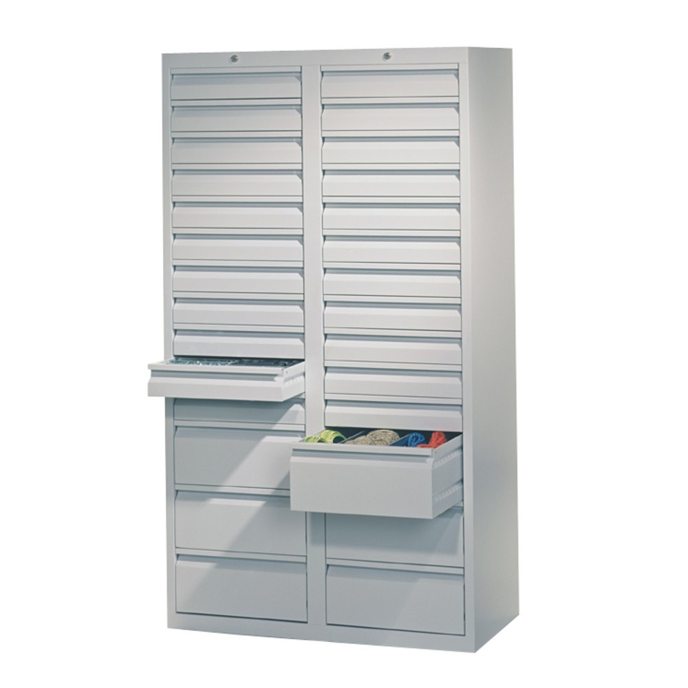 Productafbeelding nr. 2: Lichte ladekast PAVOY, glijgeleiding, laden 22x100 + 6x200 mm, breedte 1.000 mm, gentiaanblauw, lichtgrijs