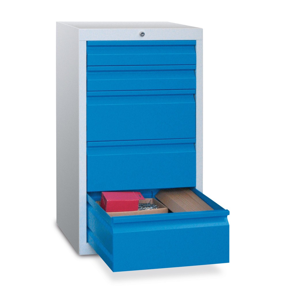 Productafbeelding nr. 1: Lichte ladekast PAVOY, glijgeleiding, laden 8x100 mm, breedte 500 mm, lichtblauw, lichtgrijs
