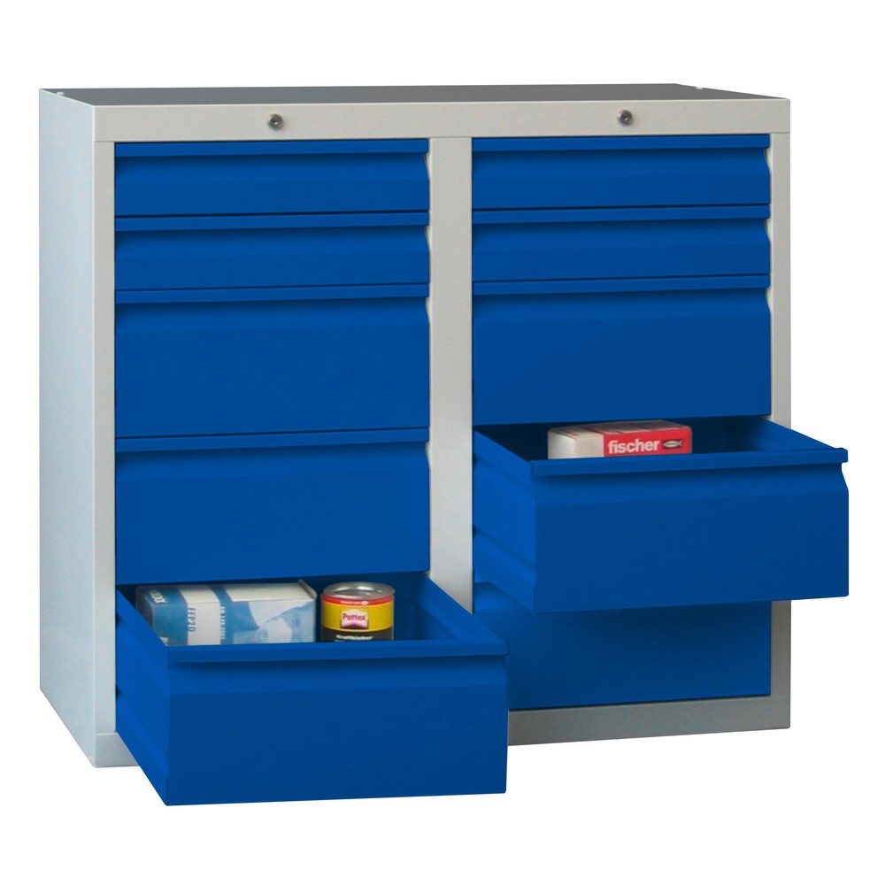 Product afbeelding: Lichte ladekast PAVOY, rolgeleiding, laden 4x100 + 6x200 mm, breedte 1.000 mm, lichtblauw, lichtgrijs