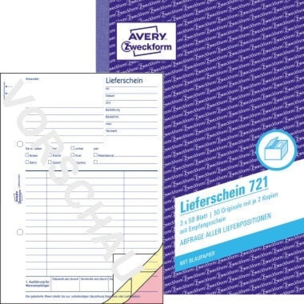 Avery Zweckform Lieferschein 721 DIN A5 3x50Blatt Produktabbildung: Avery Zweckform Lieferschein 721 DIN A5 3x50Blatt
