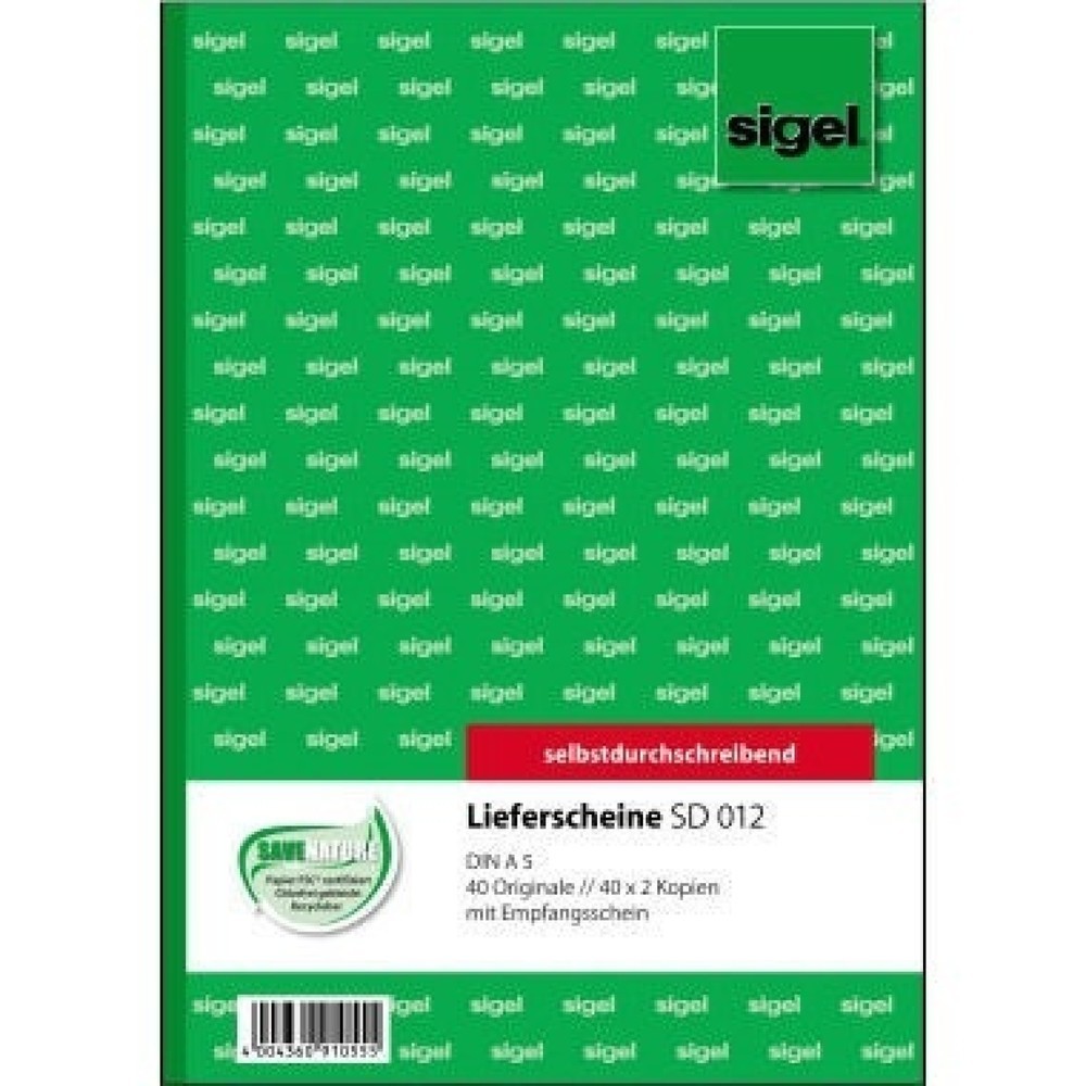 Produktabbildung: Sigel Lieferschein SD012 DIN A5 selbstdurchschreibend 3x40Blatt