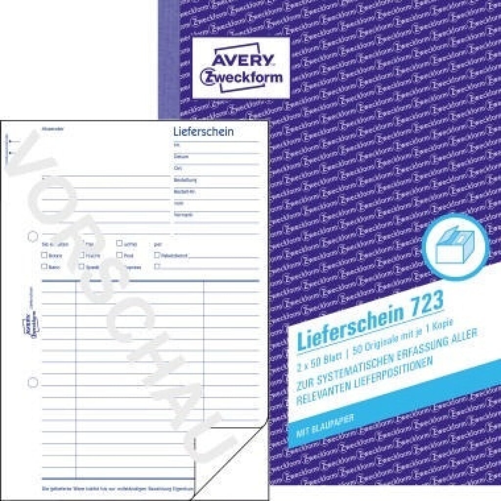 Avery Zweckform Lieferschein 723 DIN A5 2x50Blatt Produktabbildung: Avery Zweckform Lieferschein 723 DIN A5 2x50Blatt