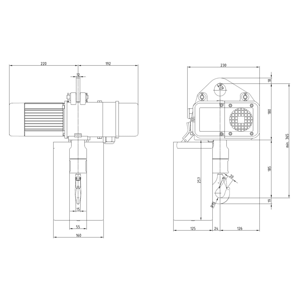 Produktabbildung Nr. 6: LIFTKET Elektrokettenzug S-Line mit Einlochaufhängung, TK 250 kg, 8/2 m/min