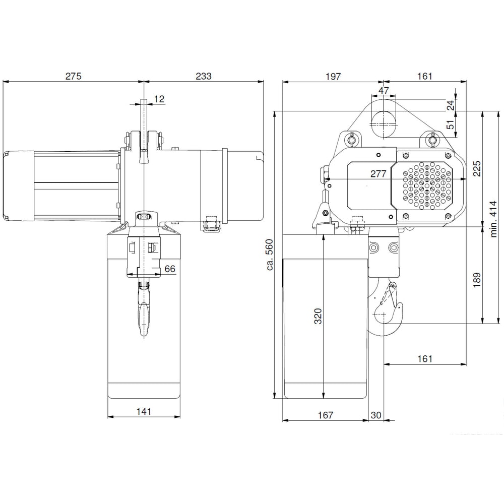Produktabbildung Nr. 6: LIFTKET Elektrokettenzug S-Line mit Einlochaufhängung, TK 1.000 kg, 6/1,5 m/min