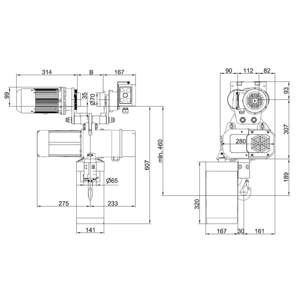 Produktabbildung Nr. 7: LIFTKET Elektrokettenzug S-Line mit Elektrofahrwerk, TK 500 kg, 8/2 m/min
