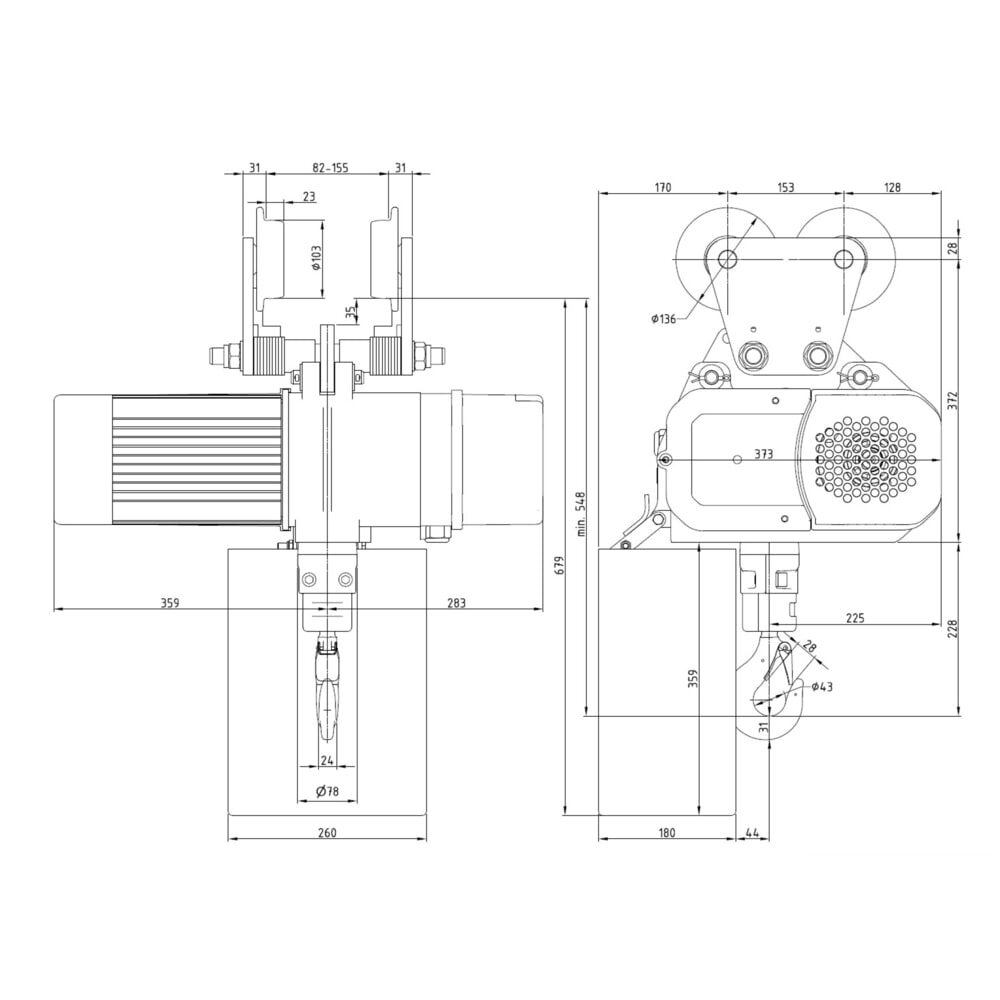 Produktabbildung Nr. 7: LIFTKET Elektrokettenzug S-Line mit Handfahrwerk, TK 1.600 kg, 8/2 m/min