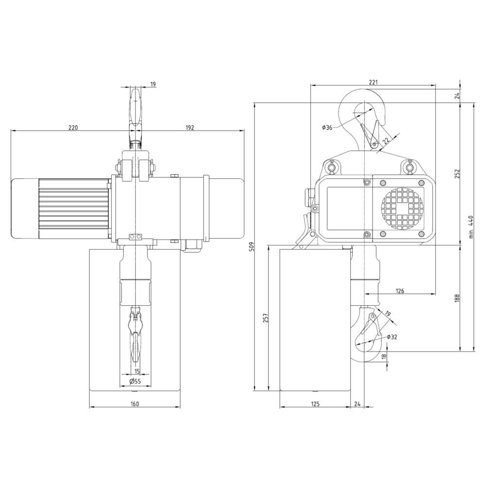 Produktabbildung Nr. 6: LIFTKET Elektrokettenzug S-Line mit Hakenaufhängung, TK 125 kg, 8/2 m/min