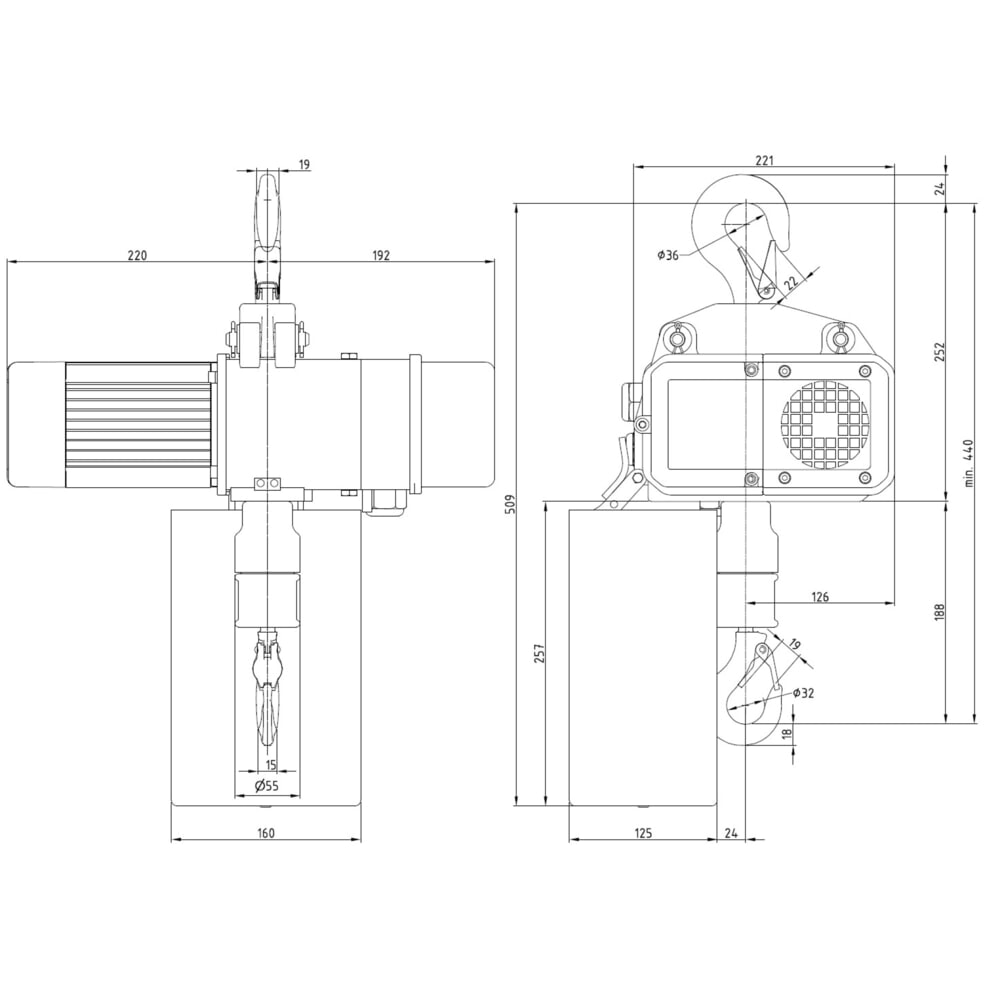 Produktabbildung Nr. 6: LIFTKET Elektrokettenzug S-Line mit Hakenaufhängung, TK 250 kg, 8/2 m/min