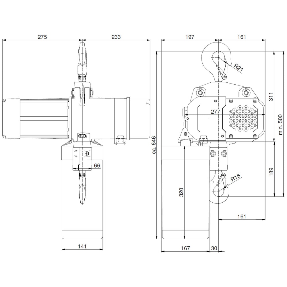 Produktabbildung Nr. 6: LIFTKET Elektrokettenzug S-Line mit Hakenaufhängung, TK 500 kg, 8/2 m/min