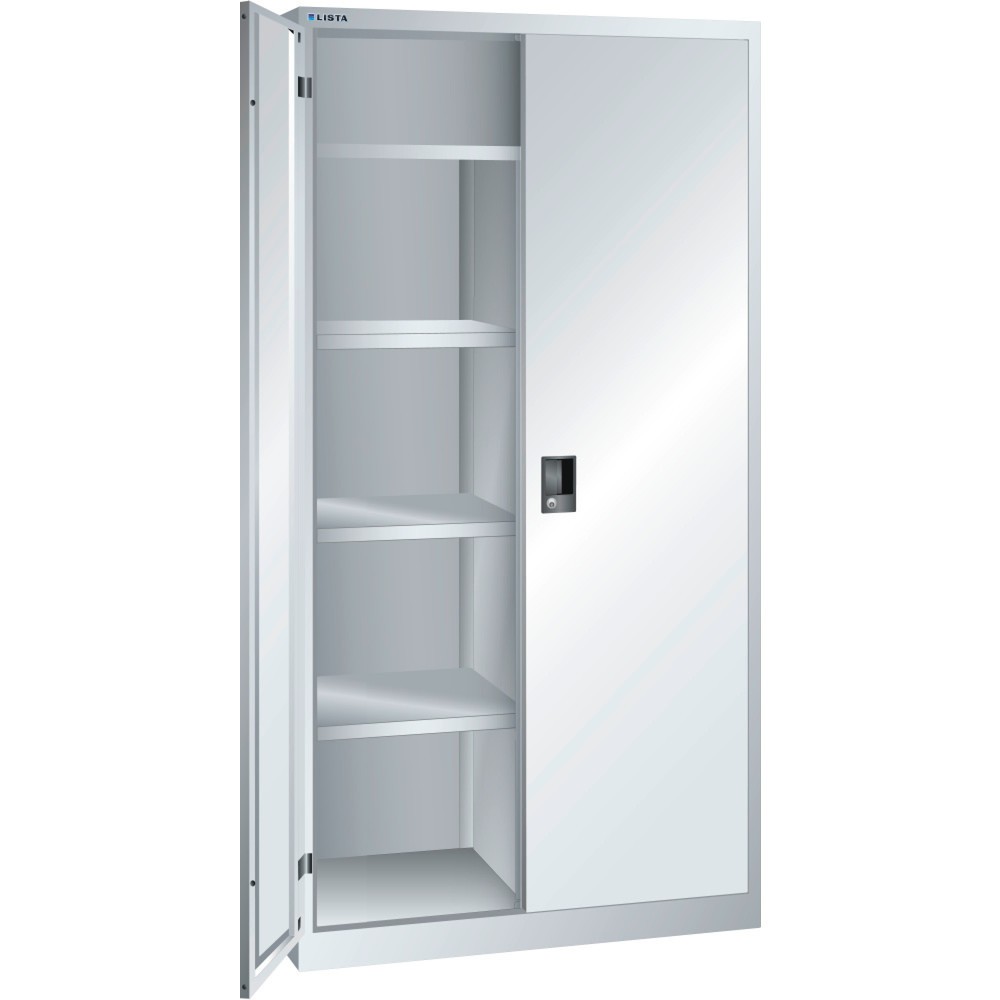Product afbeelding: Linnen- en garderobekast LISTA, (bxdxh) 1000x500x1950 mm, 4 verstelbare legborden, lichtgrijs, KEY Lock