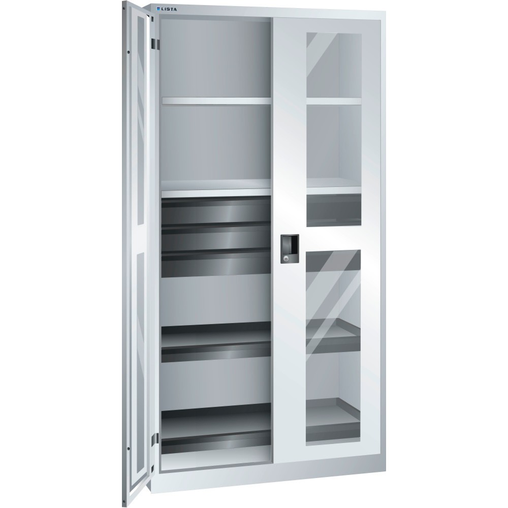 Immagine del prodotto: LISTA Armadio per attrezzi, (LxPxH) 1000x580x1950mm, 2 vani estraibili, 3 cassetti, grigio chiaro, KEY Lock