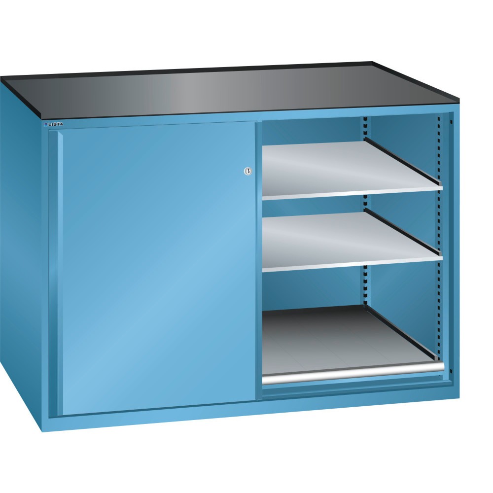 Produktabbildung: LISTA Beistellschrank 2x36x36E, (BxTxH) 1430x753x1020mm, 2 Auszug-, 4 Verstellböden, lichtblau