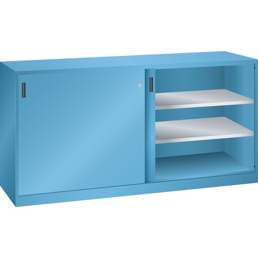 Produktabbildung: LISTA Beistellschrank mit Schiebetüren, (BxH) 2000x1000mm, 4 Verstellböden, Tiefe 580mm, lichtblau