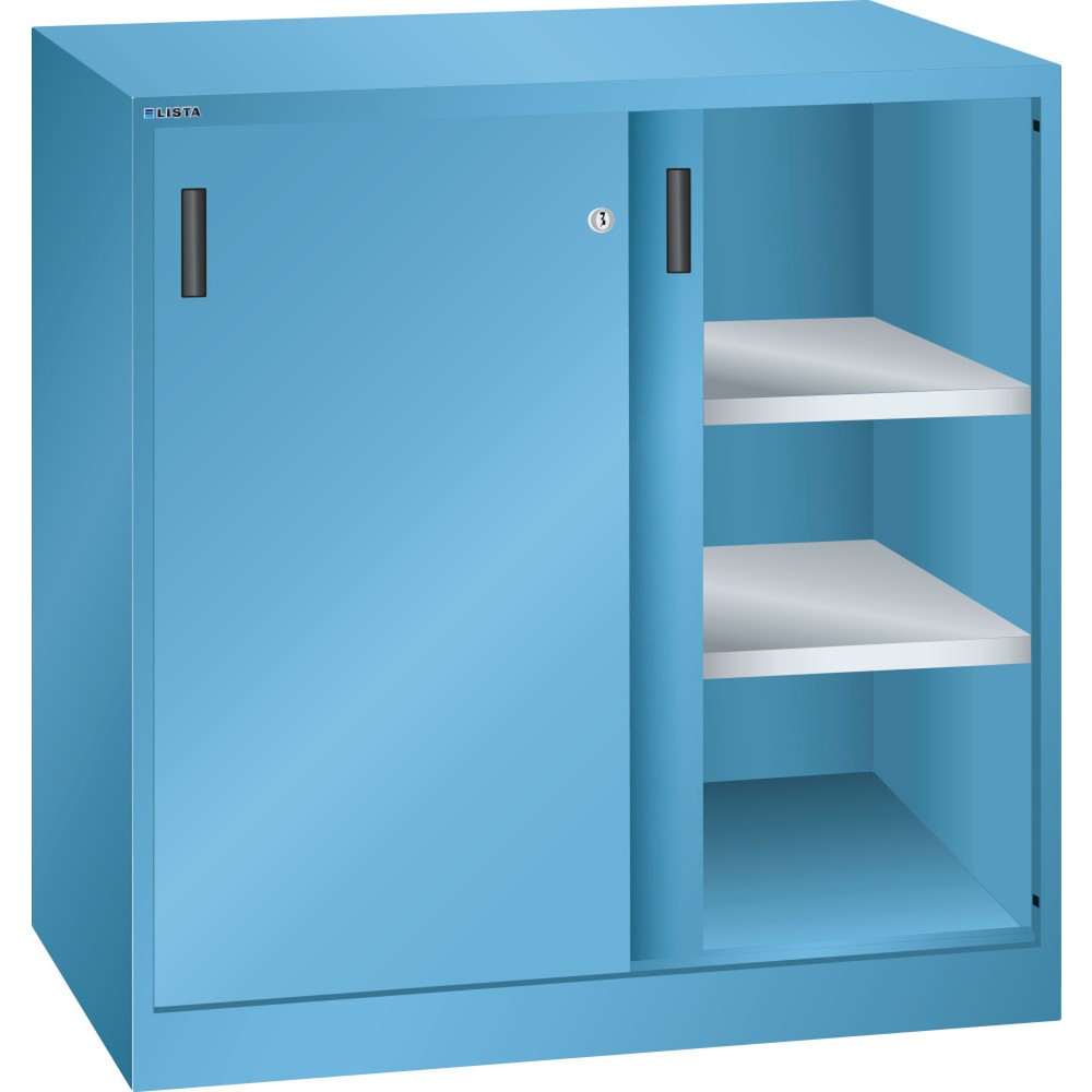 Produktabbildung: LISTA Beistellschrank mit Schiebetüren, (BxTxH) 1000x500x1000mm, 2 Verstellböden, lichtblau