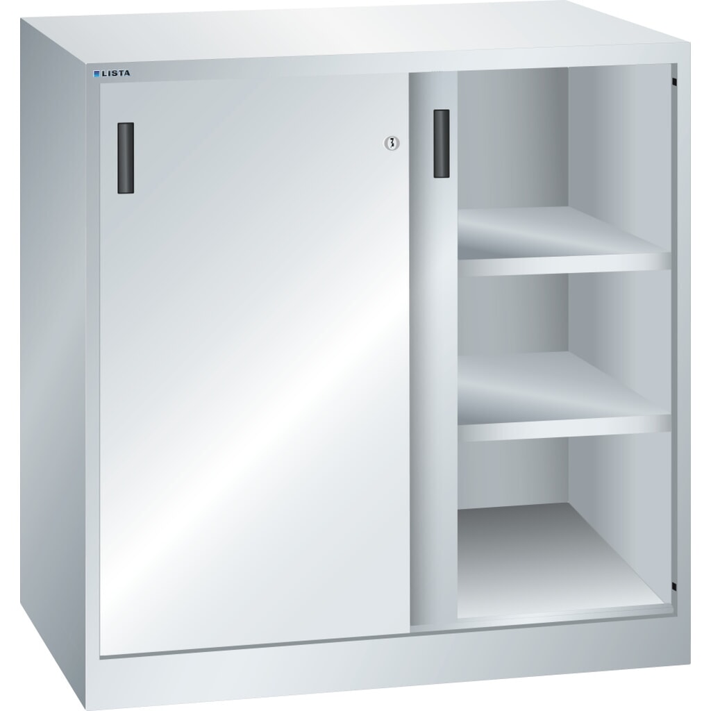 LISTA Beistellschrank mit Schiebetüren, (BxTxH) 1000x580x1000 mm, 2 Verstellböden, lichtgrau