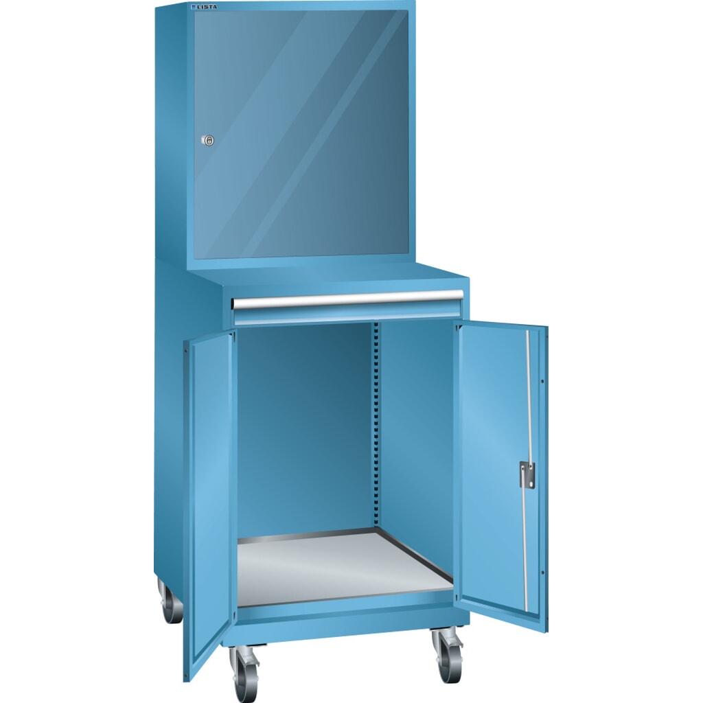LISTA Computerschrank fahrbar 36x36E, (BxTxH) 717x725x1837 mm, D / Schuko, lichtblau