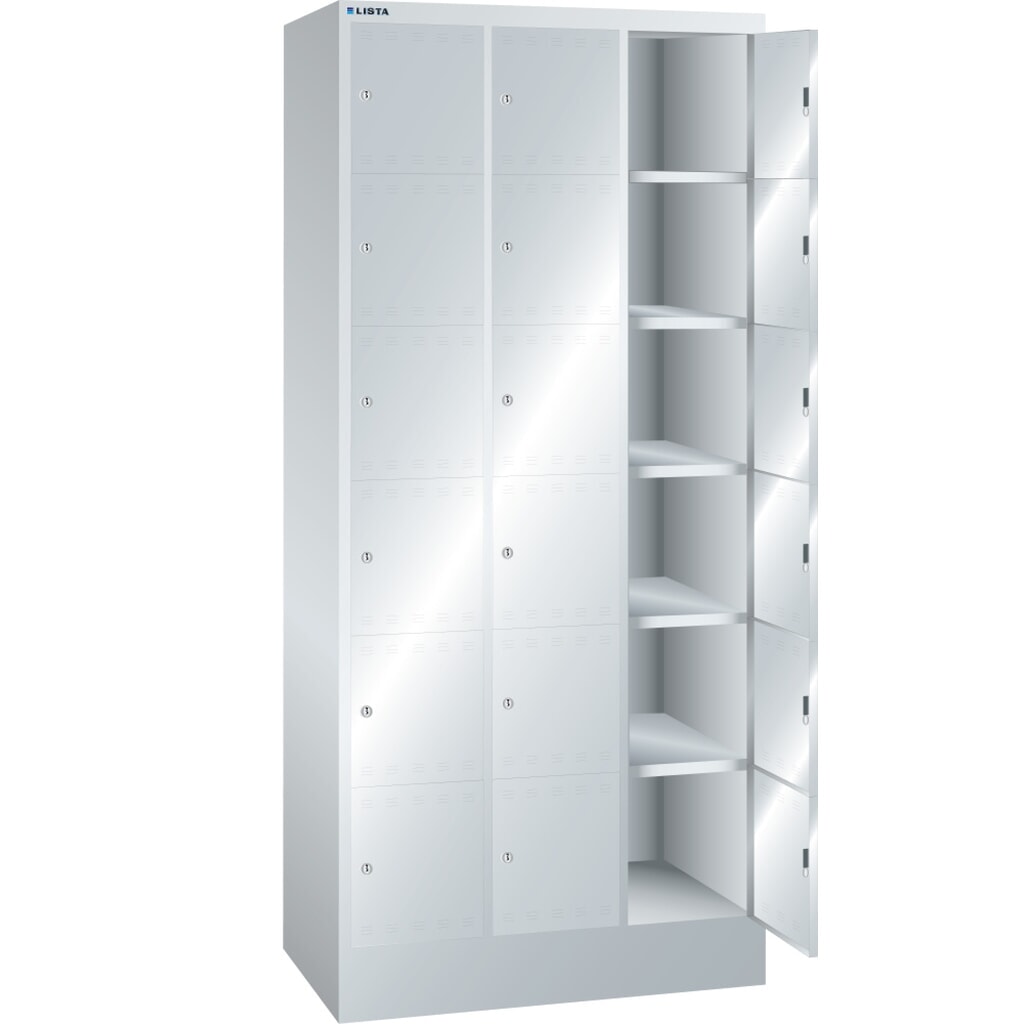 LISTA Fächerschrank, (BxTxH) 905x500x1995mm, 3x6 Fächer, Verschlussvorrichtung Produktabbildung: LISTA Fächerschrank, (BxTxH) 905x500x1995mm, 3x6 Fächer, Verschlussvorrichtung
