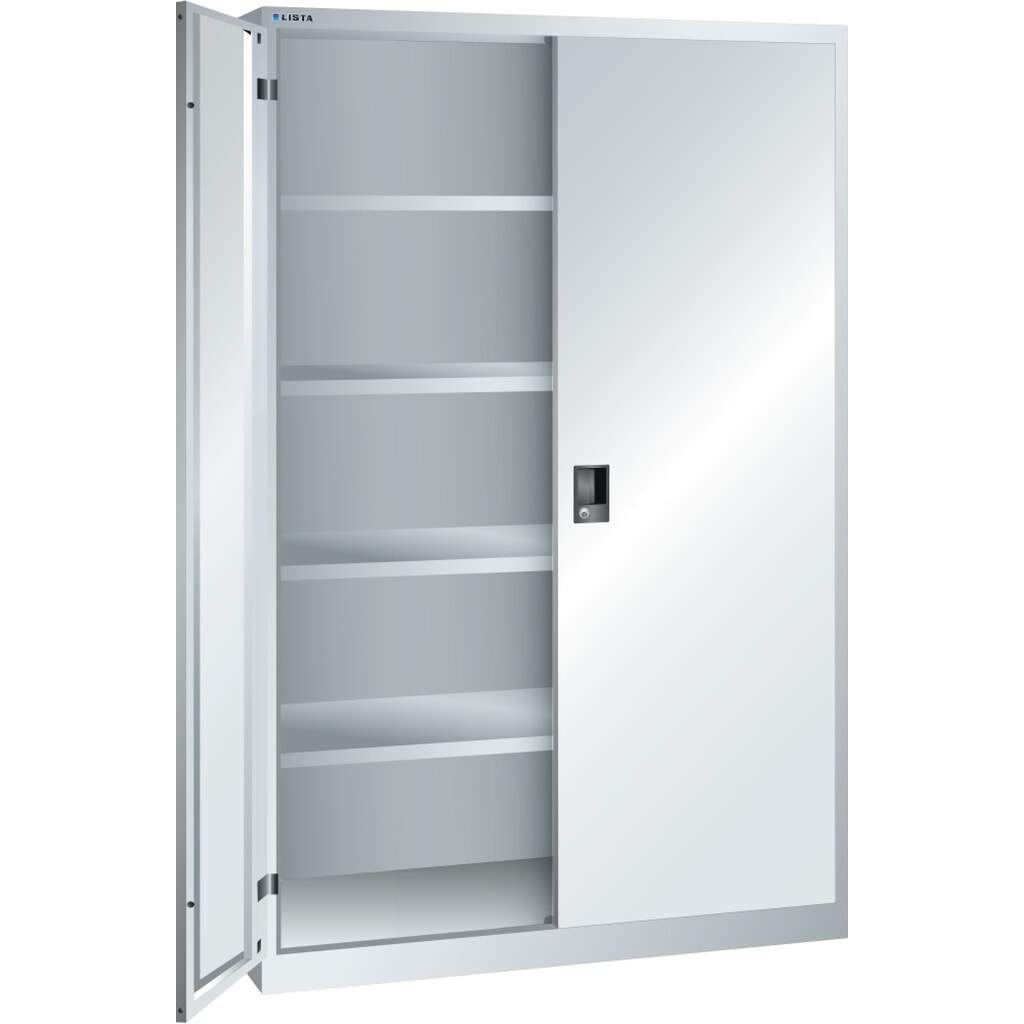 LISTA Flügeltürschrank, (BxTxH) 1250x580x1950 mm, 4 Verstellböden, lichtgrau, RFID Lock