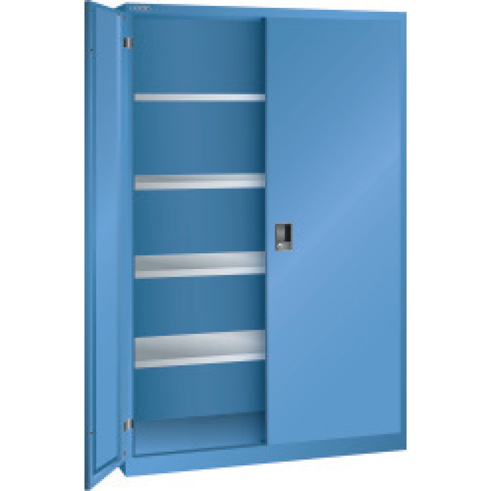 Produktabbildung: LISTA Flügeltürschrank mit 4 verzinkten Böden, HxBxT 1.950 x 1.250 x 400 mm, capriblau, capriblau
