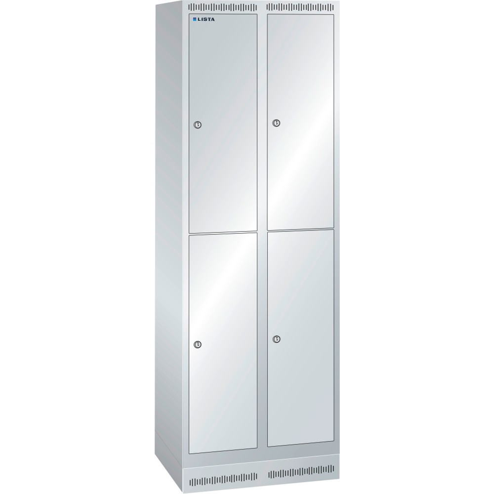 Produktabbildung: LISTA Garderobenschrank, (TxH) 500x1800mm, mit Sockel, 2-reihig, 2x2 Abteile, Verschlussvorrichtung