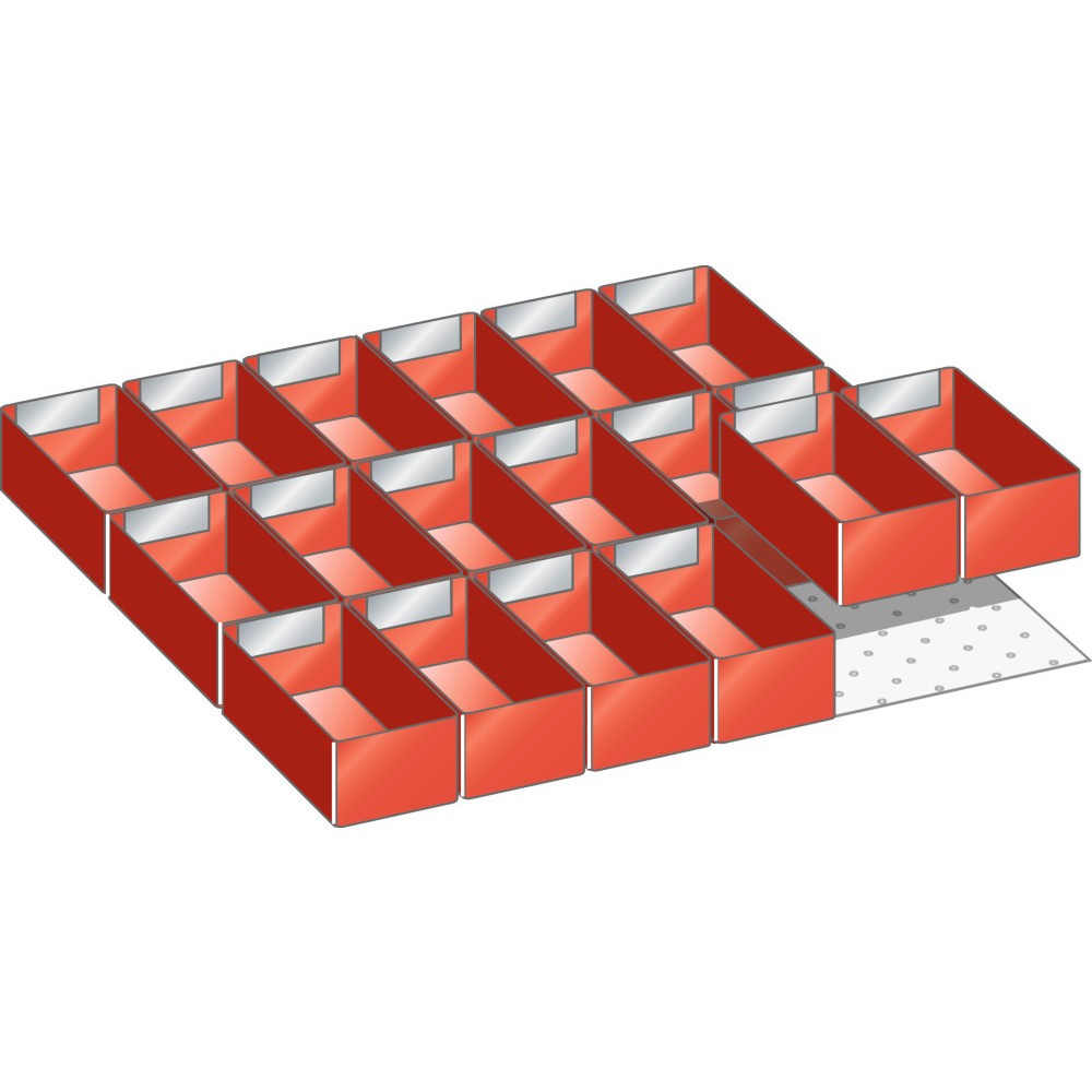 Illustration du produit: Jeu de bacs en plastique LISTA 27x27E, (lxP) 459x459 mm, 18 pièces, hauteur de façade 50 mm
