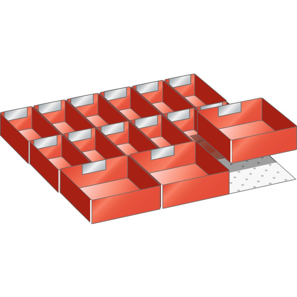 Illustration du produit: Jeu de bacs en plastique LISTA, (lxP) 459x510 mm, 15 pièces, hauteur de façade 75 mm