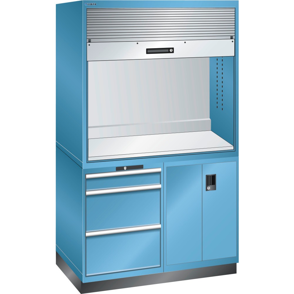 Produktabbildung: LISTA Qualitätsstation 2x36x36E, (BxTxH) 1434x725x2100mm, 3 Schubladen, ohne Steckerleiste, lichtblau