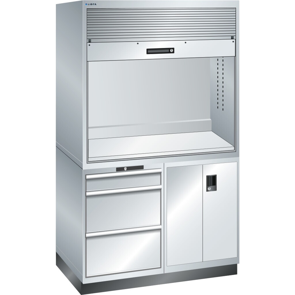 Produktabbildung: LISTA Qualitätsstation 2x36x36E, (BxTxH) 1434x725x2100mm, 3 Schubladen, ohne Steckerleiste, lichtgrau