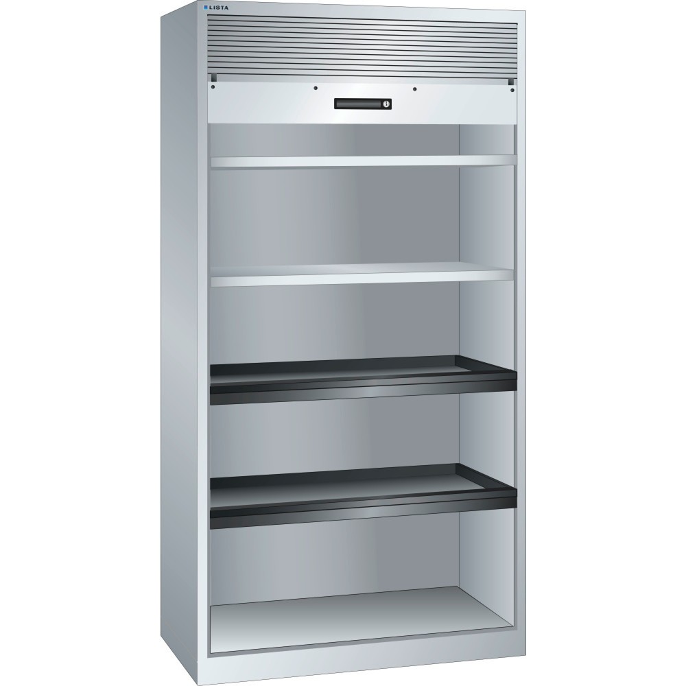 Produktabbildung: LISTA Rollladenschrank, (BxTxH) 1000x580x1950mm, 2 Auszug-, 2 Verstellböden, lichtgrau