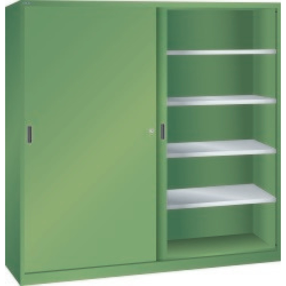 Produktabbildung: LISTA Schiebetürenschrank, extrabreit, HxBxT 1.950 x 2.000 x 500 mm, resedagrün, resedagrün