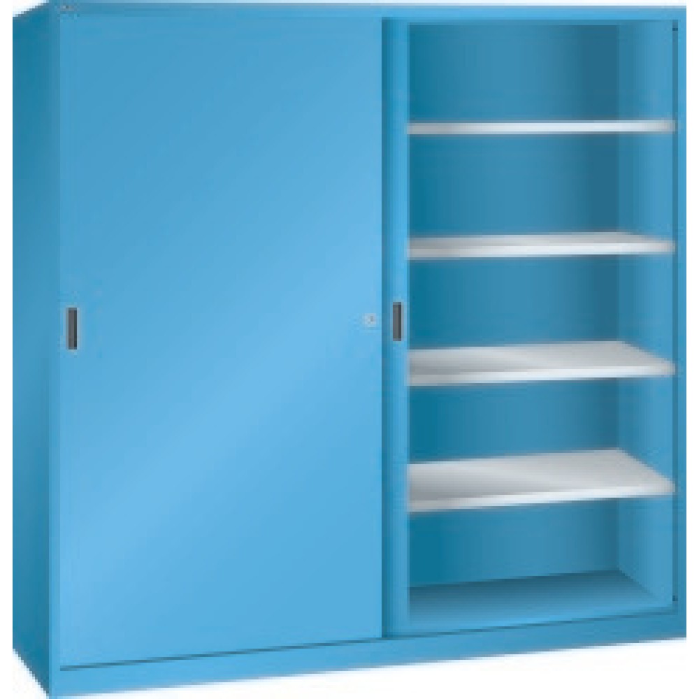 Produktabbildung: LISTA Schiebetürenschrank, extrabreit, HxBxT 1.950 x 2.000 x 500 mm, capriblau, capriblau